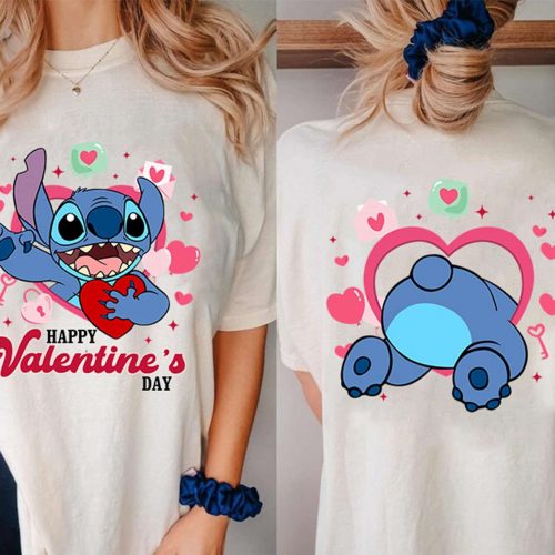 Magical Stitch Angel & Disneyland Balloon Valentine Shirt for Couples