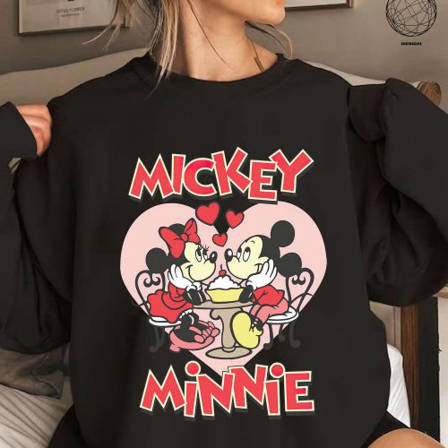 Valentine s Day Mickey & Minnie Hearts Tshirt – Disney Happy Valentine s Day Shirt for Heart Valentine Gifts 2024 – Matching Tee for Valentine Couples