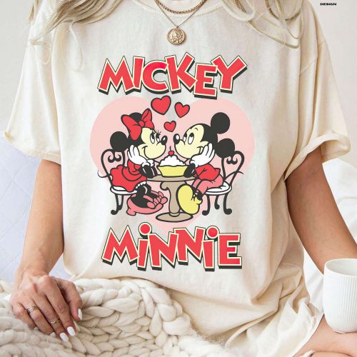 Valentine s Day Mickey & Minnie Hearts Tshirt – Disney Happy Valentine s Day Shirt for Heart Valentine Gifts 2024 – Matching Tee for Valentine Couples