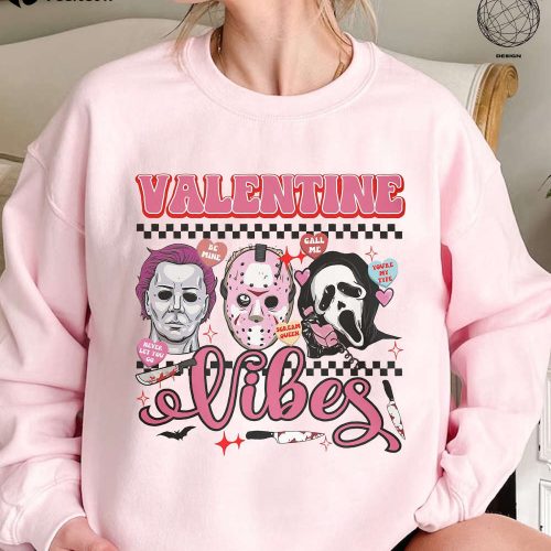 Valentine Vibes Shirt: Capture the Essence of Love with Our Trendy Valentine Horror and Matching Shirts – Perfect Valentine Gift for Her! Funny Valentines Tee & Characters Horror Tee