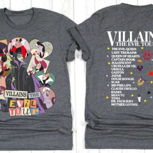 Vintage Disney Villains Evil Tour Shirt – Retro Queens Tee Characters Concert Music Evil Friends Matching