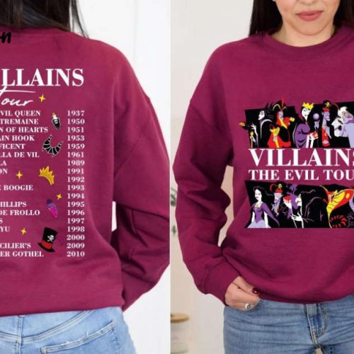 Vintage Disney Villains Evil Tour Sweatshirt: Retro Characters Concert Music Hoodie & Evil Friends Matching