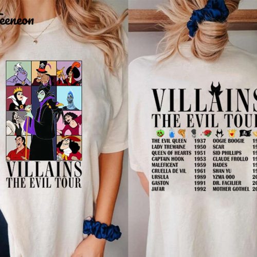 Vintage Disneyland Villains Evil Tour Shirt Evil Queens Retro Tshirts Concert Music Shirt Evil Friends Matching