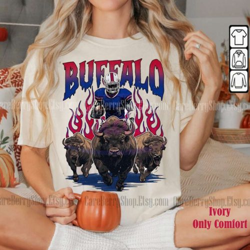 Vintage Buffalo Football Skeleton Sweatshirt Tshirt – Buffalo Bill Crewneck for Fans – Perfect Buffalo Gift