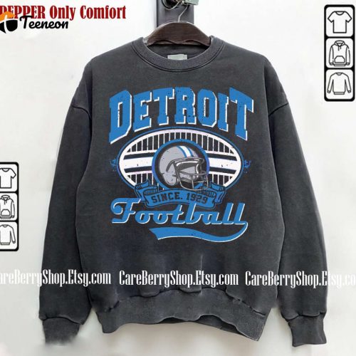 Vintage Detroit Football Est 1929 Sweatshirt: Stylish Crewneck for Sunday Games Perfect Detroit Football Fan Gift