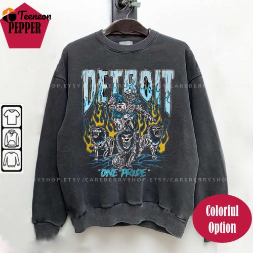 Vintage Detroit Skeleton Football Shirt & Bootleg Crewneck: Perfect Football Fan Gifts