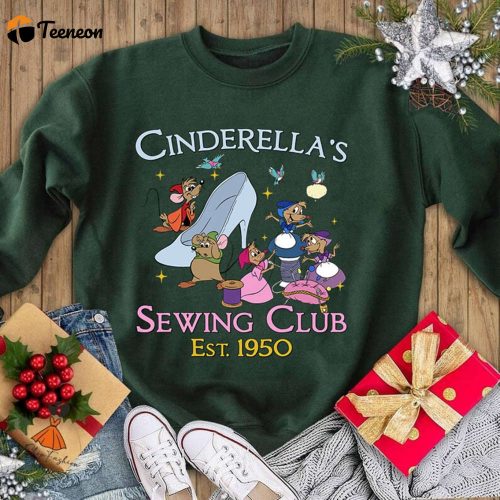 Vintage Disneyland Cinderella s Sewing Club Shirt Princess Cinderella & Jaq Gus Mouse WDW Disneyland 2024