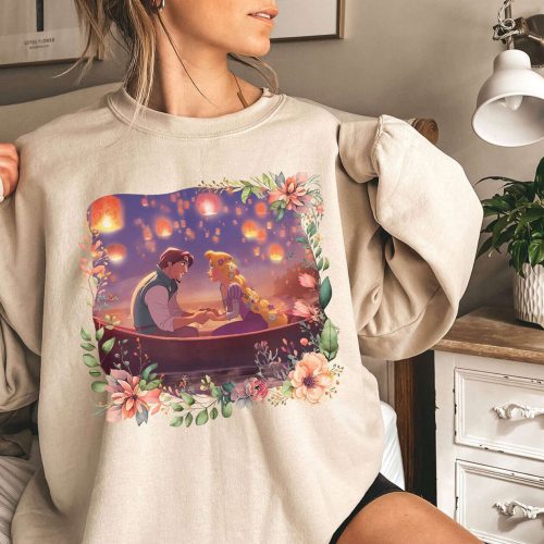 Vintage Floral Disneyland Princess Rapunzel Shirt Disneyworld Lantern T-Shirt Lost Princess Sweatshirt