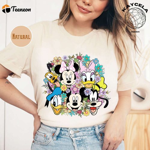 Vintage Floral Mickey and Friends Shirt – Perfect for Disneyland Vacation 2023! Disney Floral Shirt for Disney Girl Trip and Family Vacation