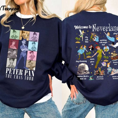 Vintage Peter Pan Never Grow Up Shirt: Peter Pan Eras Tour Tinker Bell Wendy Flight Disneyland Family Trip