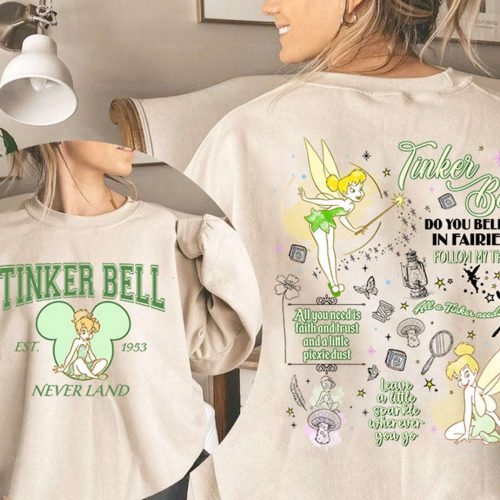 Vintage Tinkerbell Shirt Disneyland Girl Neverland 1953 Disneyworld Family Trip