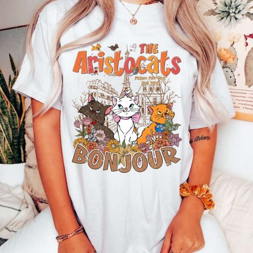 Vintage Two-sided Aristocats Bonjour Shirt: Floral Disneyland Cats Tee – Everybody Wants Cat!