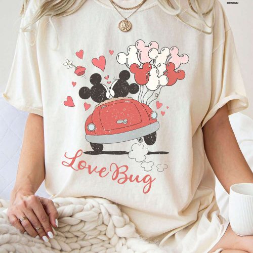 Vintage Valentines Lover Mickey and Minnie Shirt – Celebrate Disneyland Valentines Day with Disney Castle & Balloons Shirt