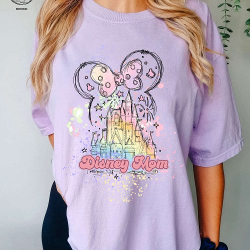 Watercolor Disney Castle Minnie Shirt: The Perfect Disneyland Mom Shirt featuring Minnie Mouse and Disney Castle