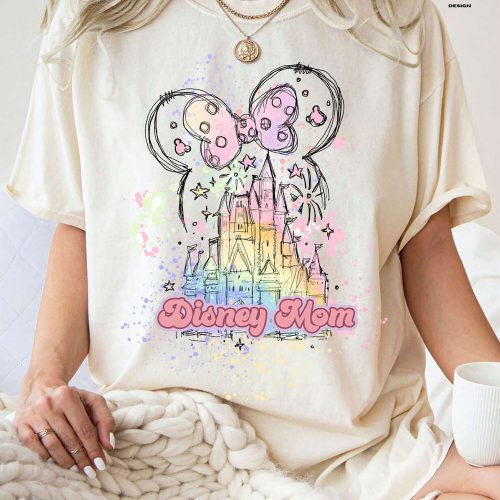 Watercolor Disney Castle Minnie Shirt: The Perfect Disneyland Mom Shirt featuring Minnie Mouse and Disney Castle