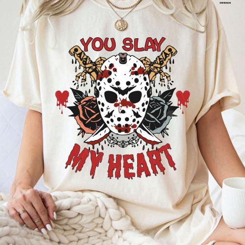 You Slay my Heart Shirt: Embrace Horror on Valentine s Day with Creepy Valentine Sweater – Perfect Horror Fan Gift & Unique Valentine Shirt