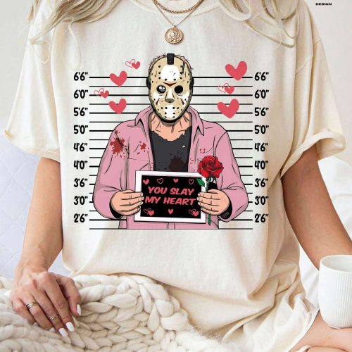 You Slay My Heart Shirt: Horror Valentine Day Gift featuring Jason Voorhees – Perfect Creepy Valentine Sweater for Horror Fans