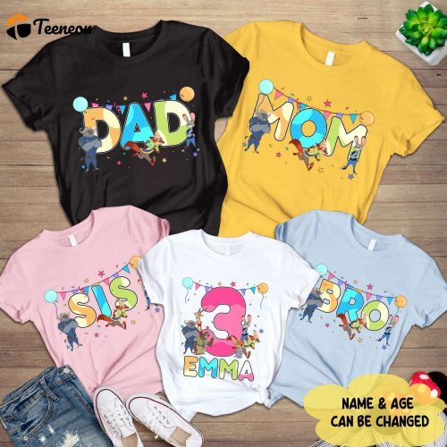 Zootopia Birthday Shirt Kids Nick Wilde & Judy Hopps Shirt Family Shirts Mickey Zootopia Shirt