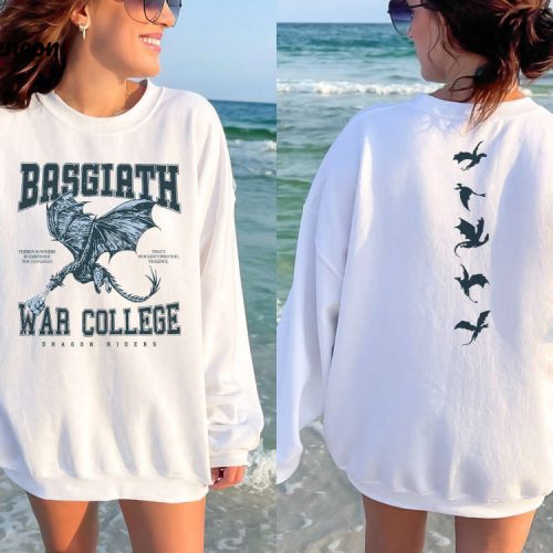 Dragon Rider Basgiath War College Sweatshirt: Double-Sided Print Bookish T-Shirt for Bookworms Fantasy Book Shirt featuring Violet Sorrengail