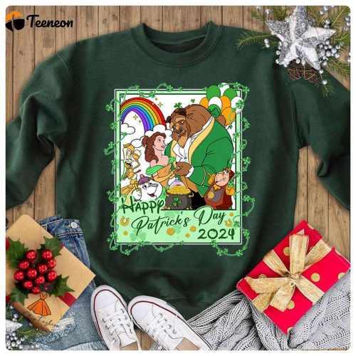 Beauty and the Beast St Patrick s Day Shirt – Princess Belle Shamrock Irish Shirt for Happy Saint Patrick s Day