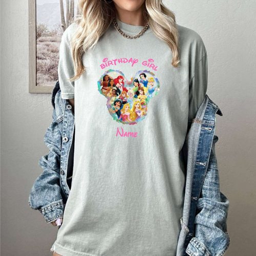 Stylish Birthday Girl T-shirt: Retro Princesses Cartoon Design Comfort Colors Personalized Gift for Birthday Shop Now!