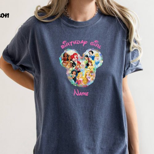 Stylish Birthday Girl T-shirt: Retro Princesses Cartoon Design Comfort Colors Personalized Gift for Birthday Shop Now!