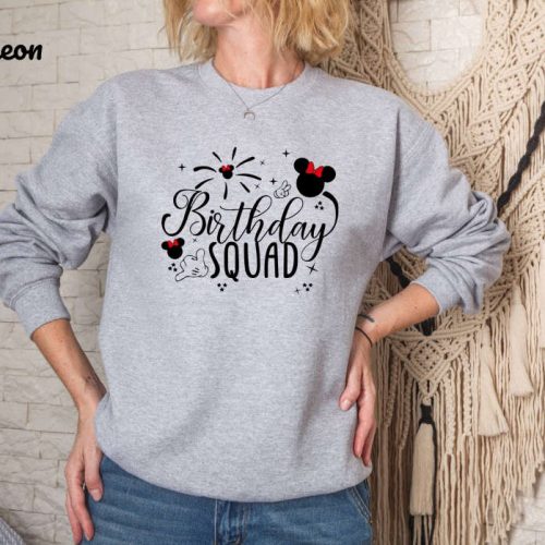 Get the Perfect Birthday Squad Sweatshirt & Disney Family Shirt – Celebrate with Minnie Mouse & Mickey Mouse Party Sweatshirts!