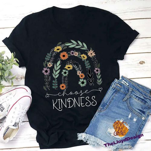 Floral Rainbow Choose Kindness T-Shirt – Vintage Unisex Flower Shirt