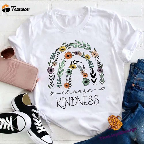 Floral Rainbow Choose Kindness T-Shirt – Vintage Unisex Flower Shirt