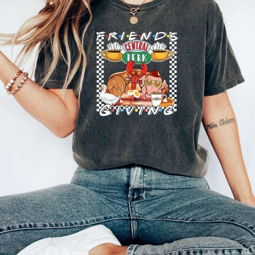 Fall into Thankful Vibes with Friends Giving T-Shirt Comfort Colors Autumn Shirt Funny Gobble & Turkey Day Shirt for Thanksgiving