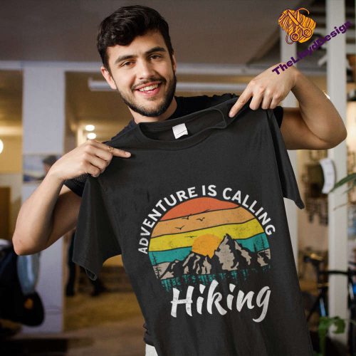 Adventure Is Calling Hiking T-Shirt – Unisex Vintage Hiking Lover Shirt Perfect Hiking Gifts