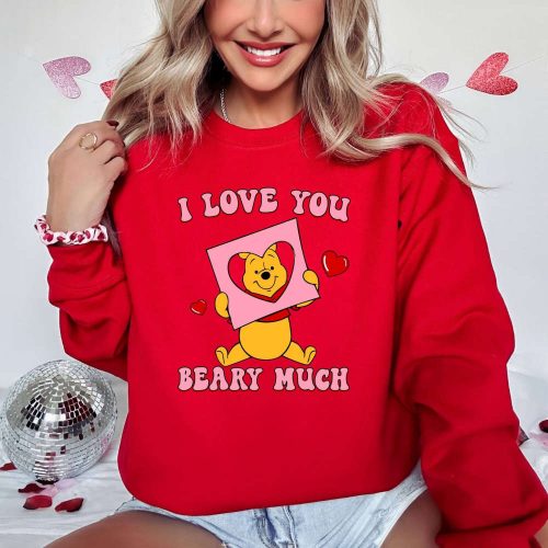 I Love You T-shirt: Valentine s Day Pooh Disney Heart Retro Cartoon Vintage & Love Shirt