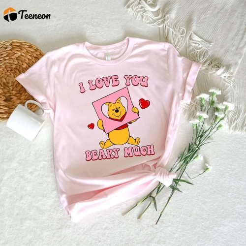 I Love You T-shirt: Valentine s Day Pooh Disney Heart Retro Cartoon Vintage & Love Shirt