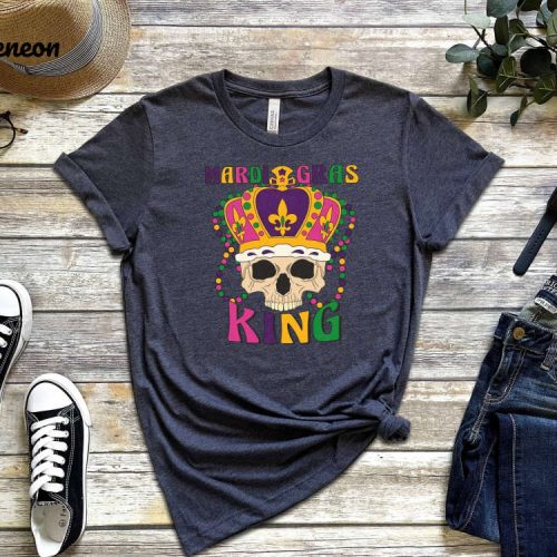 Shop Stylish King T-shirt & Mardi Gras Shirts: Skull Skeleton Fleur De Lis Fat Tuesday Carnival & Gothic Party Tees