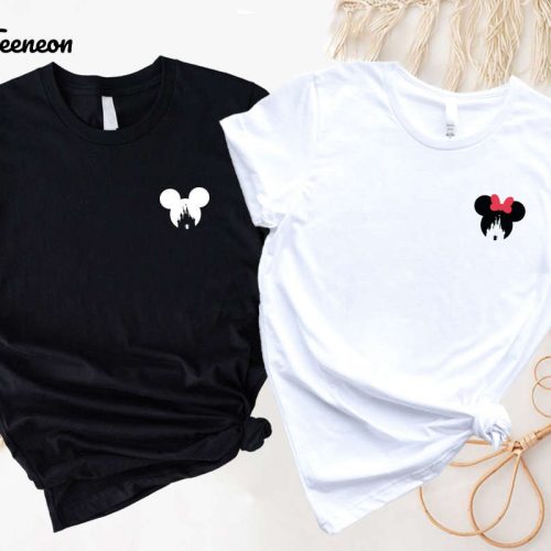 Mickey Minnie Couple Shirt: Retro Disney Pocket Size Shirts with Mickey Ears & Minnie Bow Disney Family Shirts & Mickey Head Shirt