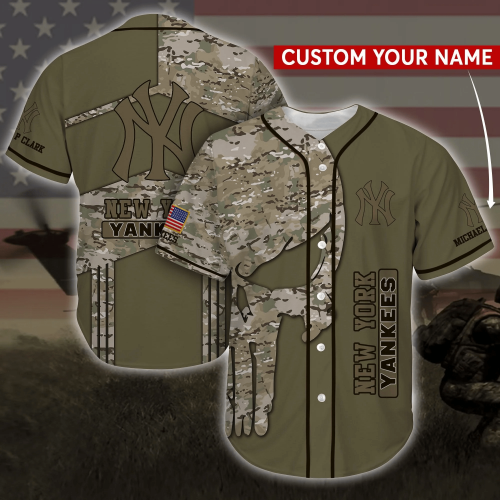 New York Yankees MLB Personalized Personalized Name Baseball Jersey Shirt Camo