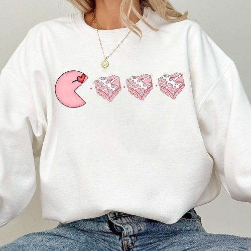 Pacman I Love You Heart Sweatshirt – Funny Valentine s Day Shirt