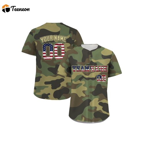 Stand out on the Field with Personalized Printed Camo Baseball Jersey – Perfect Gifts for Baseball Fans! Customizable Teamname Name Number – Shop Now for Men Women Youth!