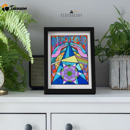 Colorful Pink Floyd Band Stained Glass Poster: Vibrant Artwork for Music Lovers