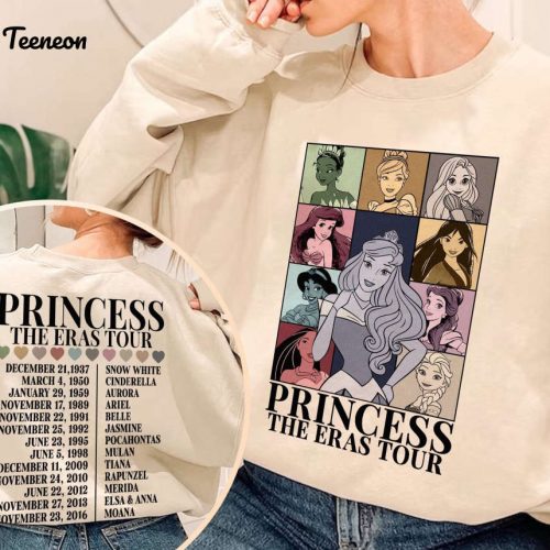 Disneyland Princess Tour Tee: Princess Eras Characters Shirt for Girls – Perfect Birthday Gift