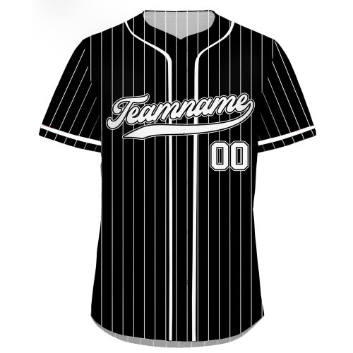 Custom Printed Black White Pinstripe Baseball Jersey – Add Teamname Name & Number! Perfect Jerseys for Men Women & Youth – Ideal Gifts for Baseball Fans