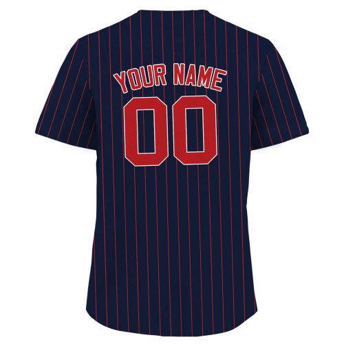 Custom Printed Navy Red Pinstripe Baseball Jersey Personalized Teamname Name Number Men Women Youth Perfect Gifts for Baseball Fans