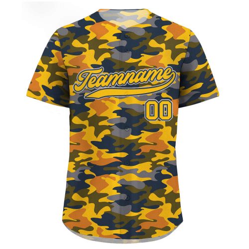 Get Your Own Personalized Yellow Camo Baseball Jersey with Teamname Name Number – Perfect Gift for Baseball Fans! Custom Jerseys Shirt for Men Women & Youth