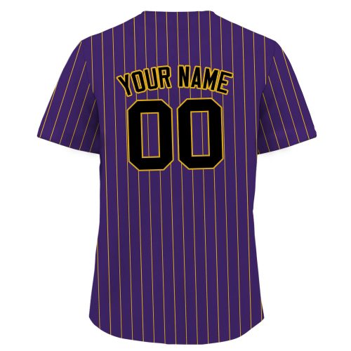 Custom Printed Purple Yellow Pinstripe Baseball Jersey Personalized Teamname Name Number Jerseys for Men Women Youth Ideal Gifts for Baseball Fans (282 characters)