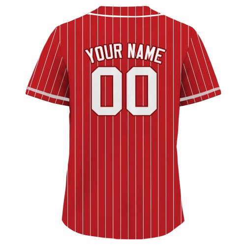 Custom Printed Red White Pinstripe Baseball Jersey Personalized Teamname Name Number Men Women Youth Jerseys Perfect Gifts for Baseball Fans