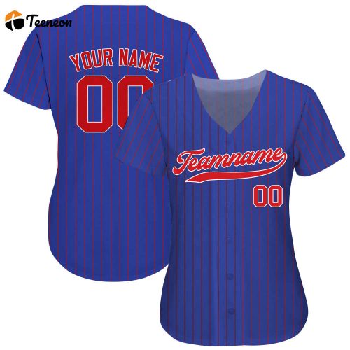 Custom Printed Royal Blue Red Pinstripe Baseball Jersey Personalized Teamname Name Number Jerseys for Men Women Youth Great Gift for Baseball Fans