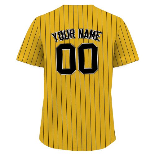 Custom Yellow Black Pinstripe Baseball Jersey Personalized Teamname Name Number Jerseys for Men Women Youth Ideal Gifts for Baseball Fans