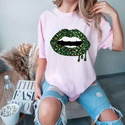 Cute Shamrock Lips Sweatshirt: St Patrick s Day Tee Gifts for Her