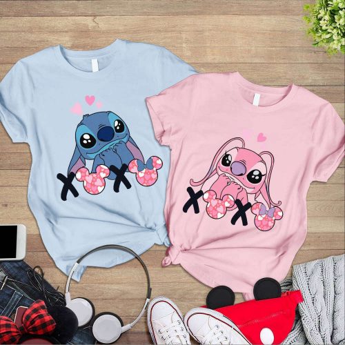 Stitch Angel Valentines Day Shirts – Honeymoon & Disneyland Matching Couple Anniversary Gift