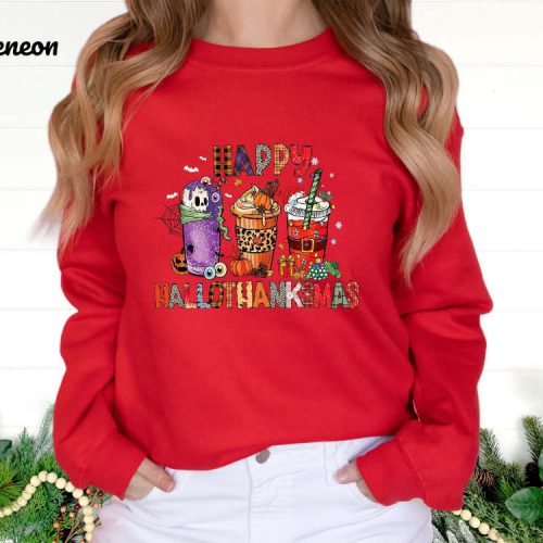 Get Cozy and Festive: Thanksgiving Sweatshirt Coffee Day Positive Vibe Shirt – Perfect Gift for Coffee Lovers Her and Friends this Hallothanksmas!